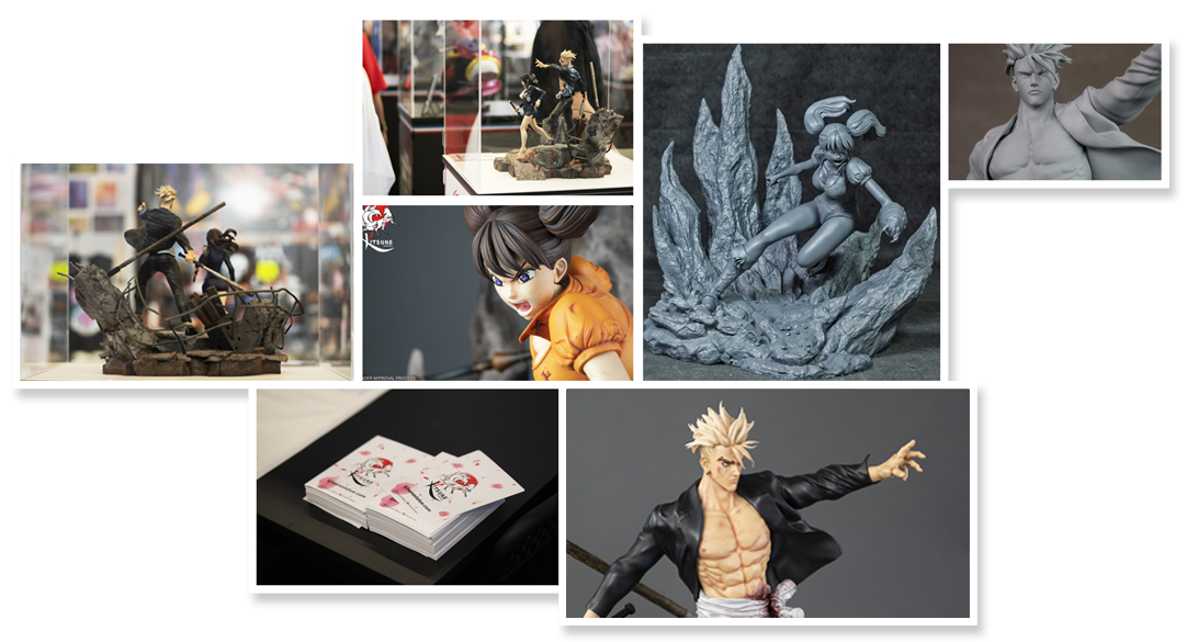 Statues Kitsune, éditions limitées sous licence officielle.